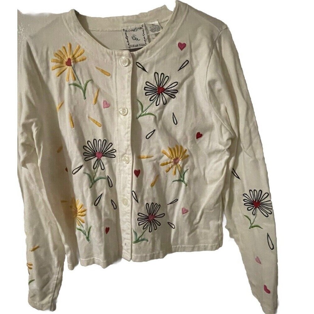 Vintage Michael Simon Lite Floral Spring Size Large Cardigan Button Cottagecore